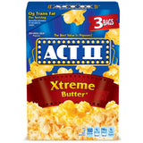 Act II Xtreme Butter Microwave Popcorn, 2.75 oz., 3-Count Bags