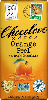 Chocolove, Orange Peel in Dark Chocolate, 3.2 oz