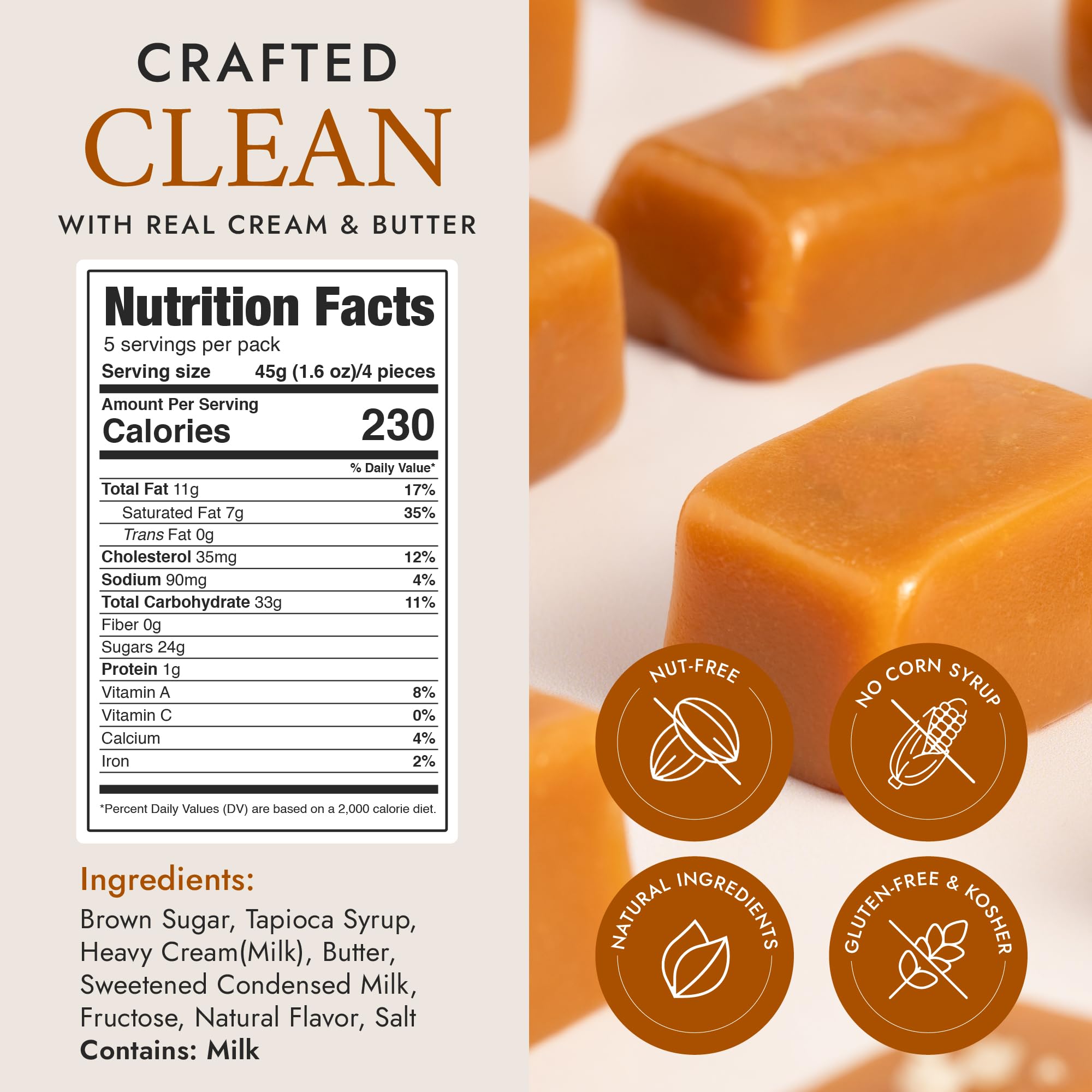 Béquet Caramel - Butterscotch Gourmet Candy - Candy Individually Wrapped - Made in Montana - Kosher (Star D) and Gluten Free - 24 Ounce Resealable