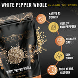 5Senses Malabar Whole White Pepper | Pimienta Blanca | Lullaby Whispers | 100% Natural, Non-GMO, Fairtrade Whole Spices, Gourmet Spice, Kosher