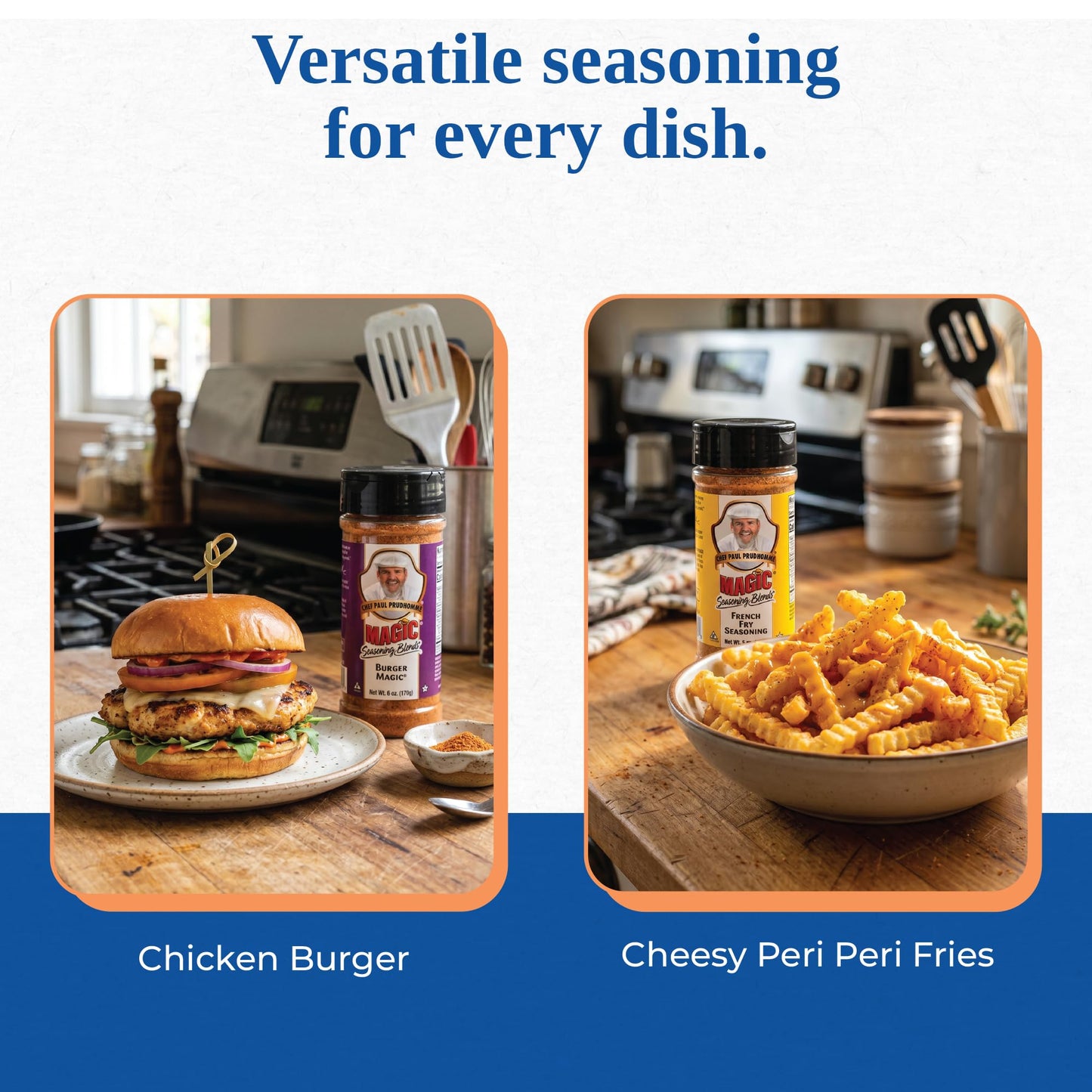 Chef Paul Magic Seasonings Blends French Fry (5 oz), and Burger (6 oz), Variety Pack - Smoky All-Purpose Blend for Patties, Potato Fries & BBQ Sides