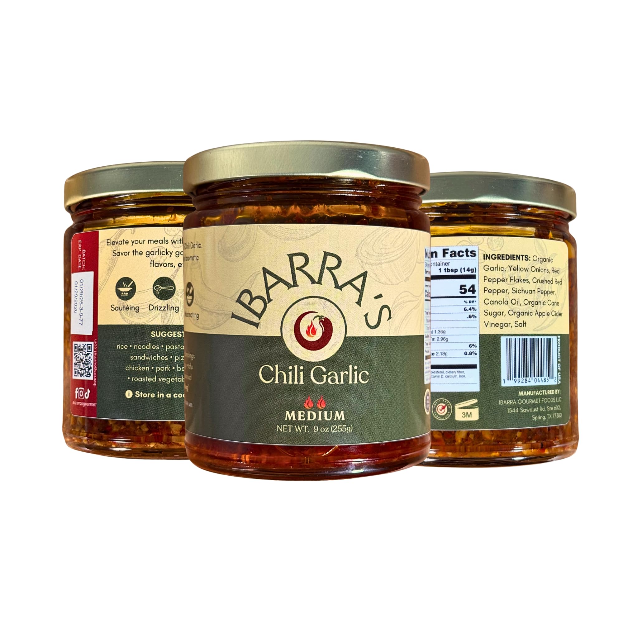 IBARRA'S Chili Garlic - 9oz (Pack of 1) - "The all-around, premium sauce for spice and flavor". Vegan-friendly. Small-batch production. Gluten-free