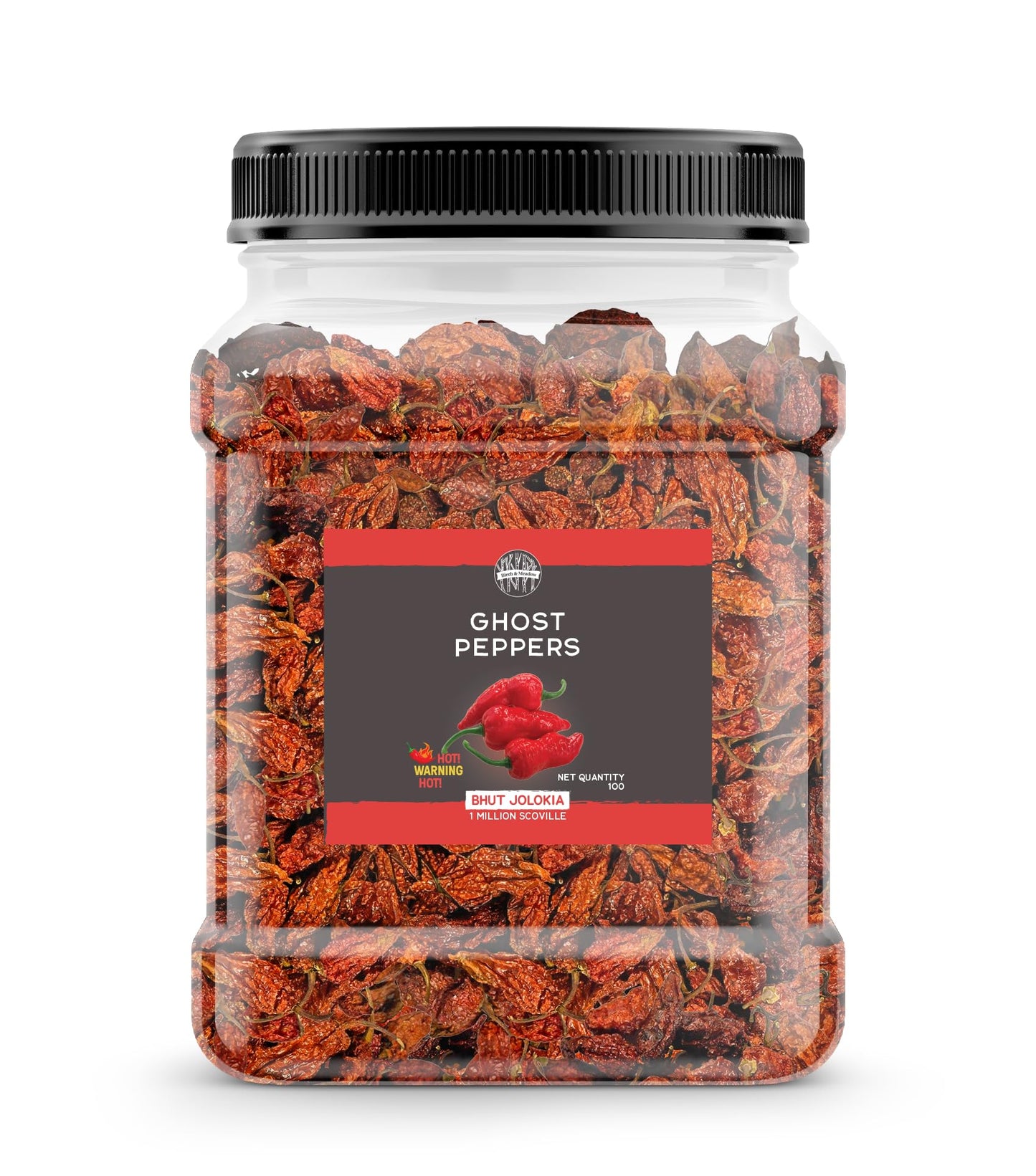Birch & Meadow 100 Count of Ghost Chile Pepper Pods, Extremely Hot, 1,000,000 SHU
