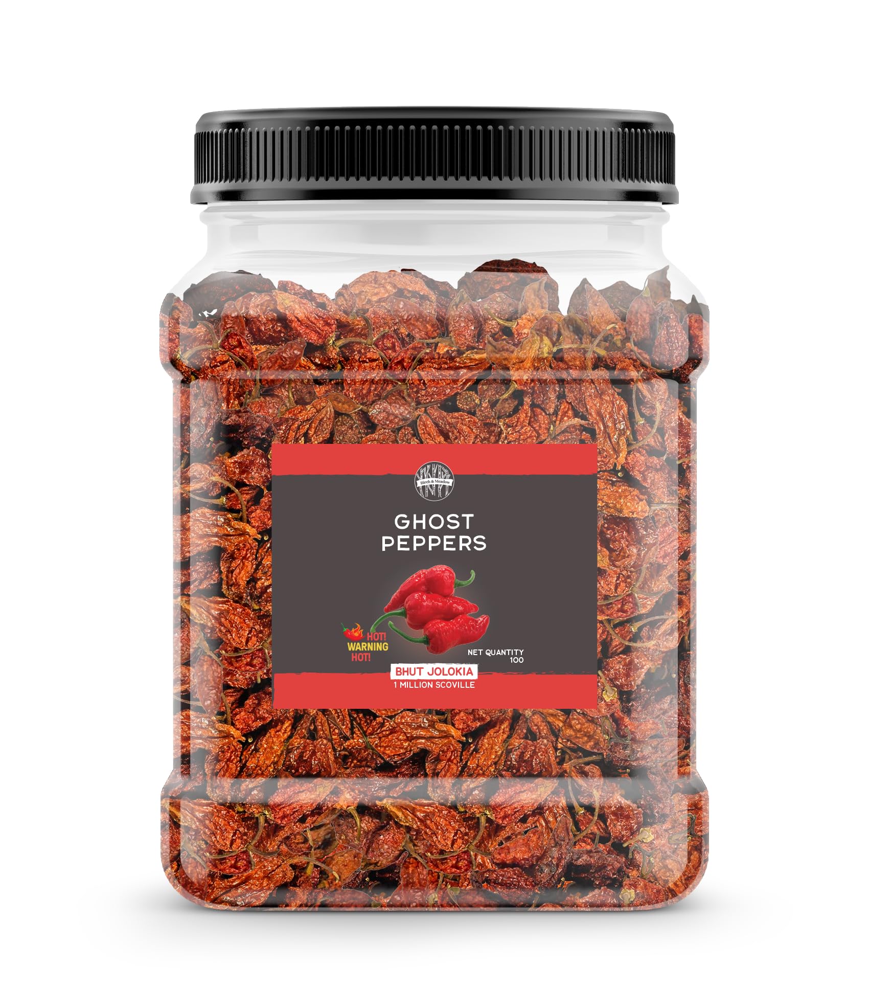 Birch & Meadow 100 Count of Ghost Chile Pepper Pods, Extremely Hot, 1,000,000 SHU
