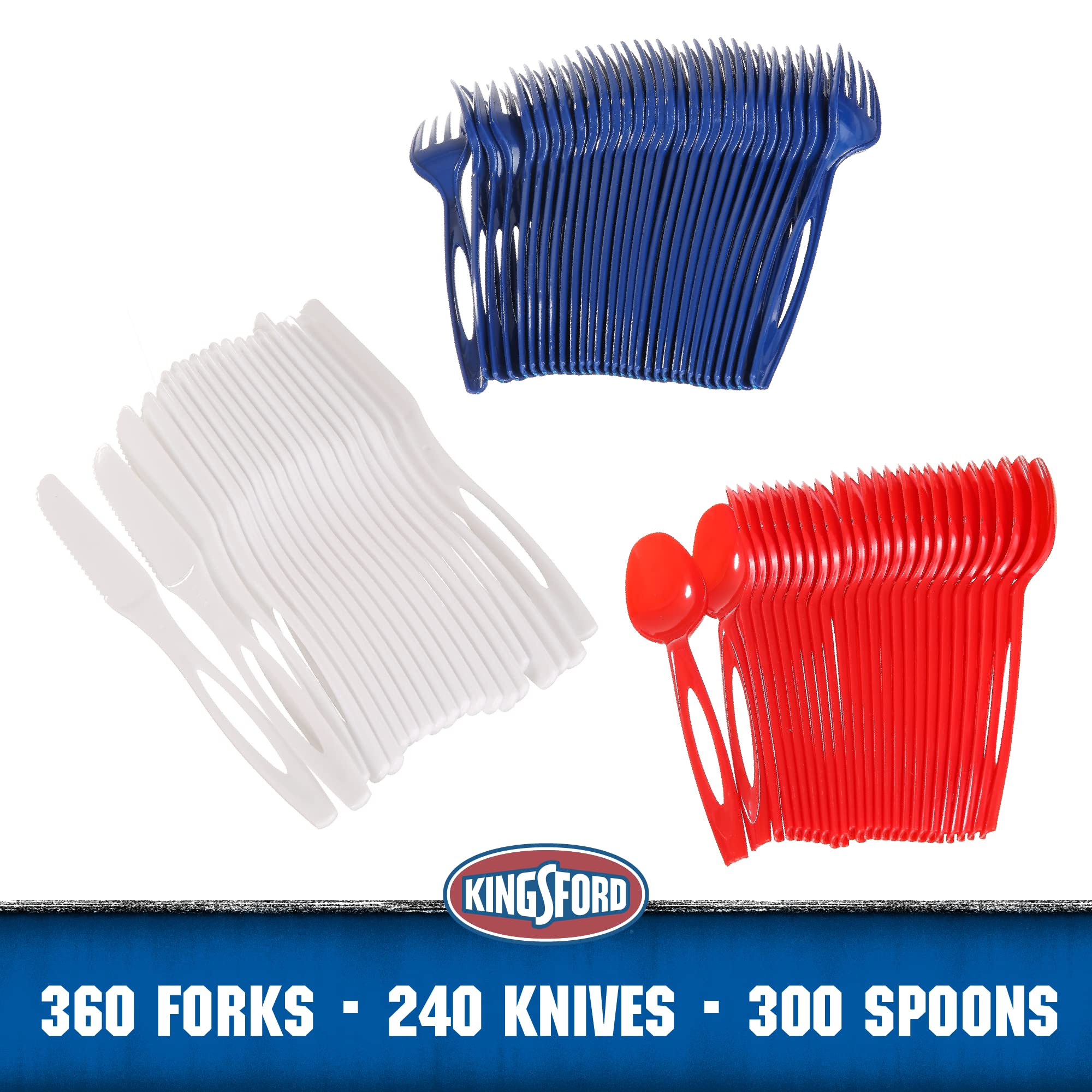 Kingsford Heavy Duty Plastic Forks, Bulk Disposable Forks for BBQ Cookouts Tailgates Camping Picnics and Parties, Sturdy Full-Size Cutlery, Premium