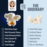 Renée’s Cheesy Caramel Collision™ Connoisseur Popcorn™ - buttery caramel corn drenched in bold Wisconsin cheddar - satisfies sweet and cheesy popcorn
