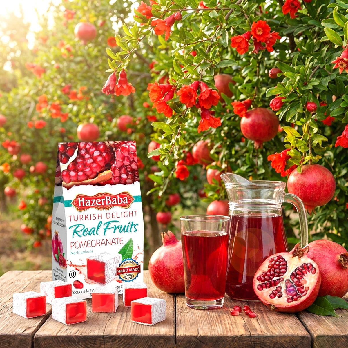 HazerBaba Turkish Delight Candy, Pomegranate Flavored, 3.5 Oz (Pack of 1)