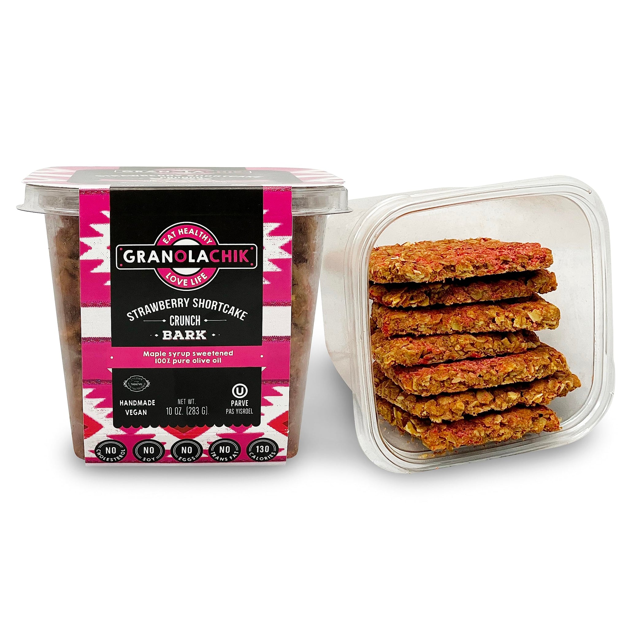 Granolachik Artisanal Granola Bark, Vegan, No Refined Sugars Maple Syrup Sweetened (Strawberry Shortcake, 1 Pack)