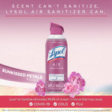 Lysol Air Sanitizer Spray with Bacterial Odor Eliminator for Home & Office, Sanitizing Air Spray, Air Freshener Alternative, Sunkissed Petals Scent