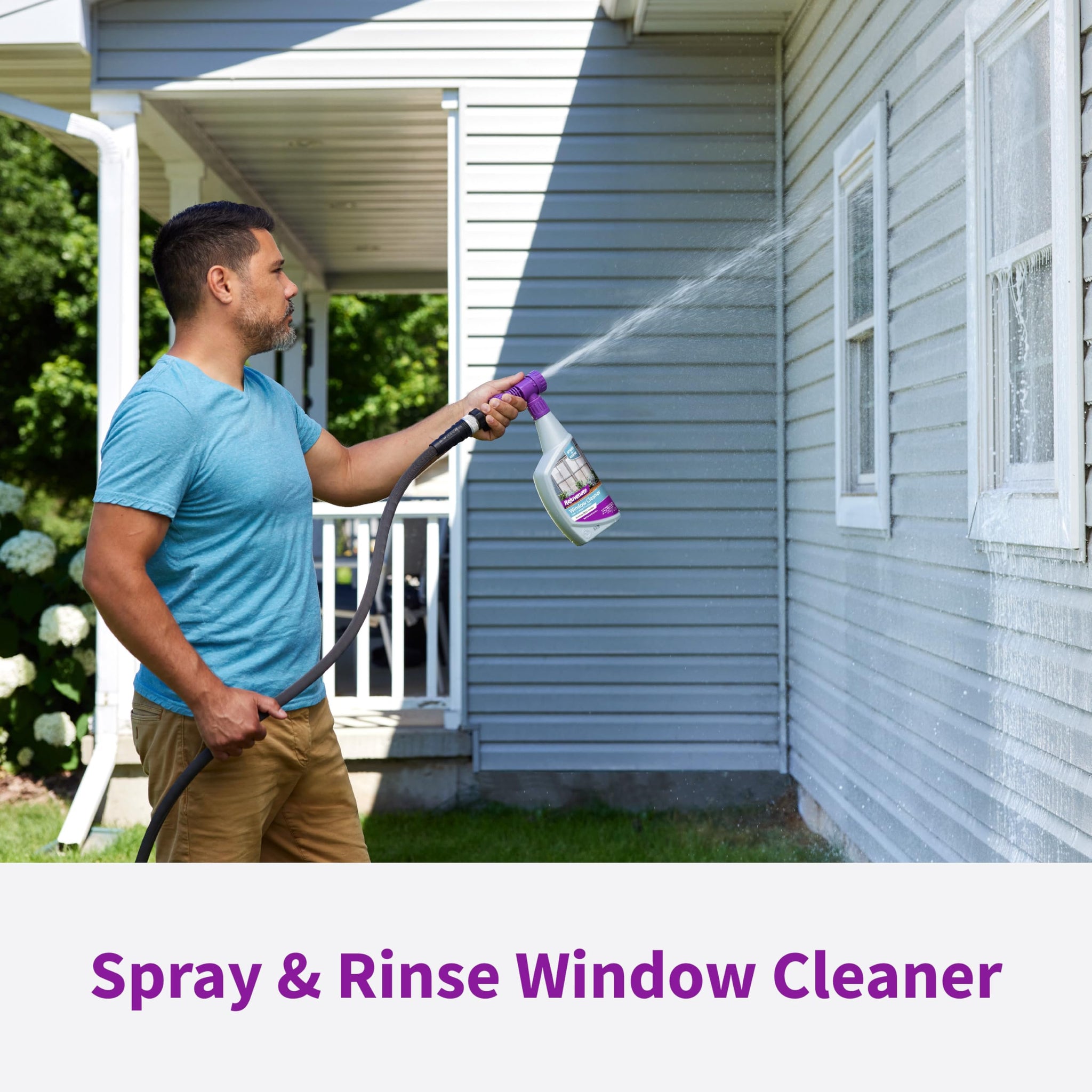 Rejuvenate Window Cleaner, 32 Ounces, Non-Toxic Outdoor Window Cleaner With Hose-End Adapter Quickly Removes Dirt For A Spot- And Streak-Free Shine, 2