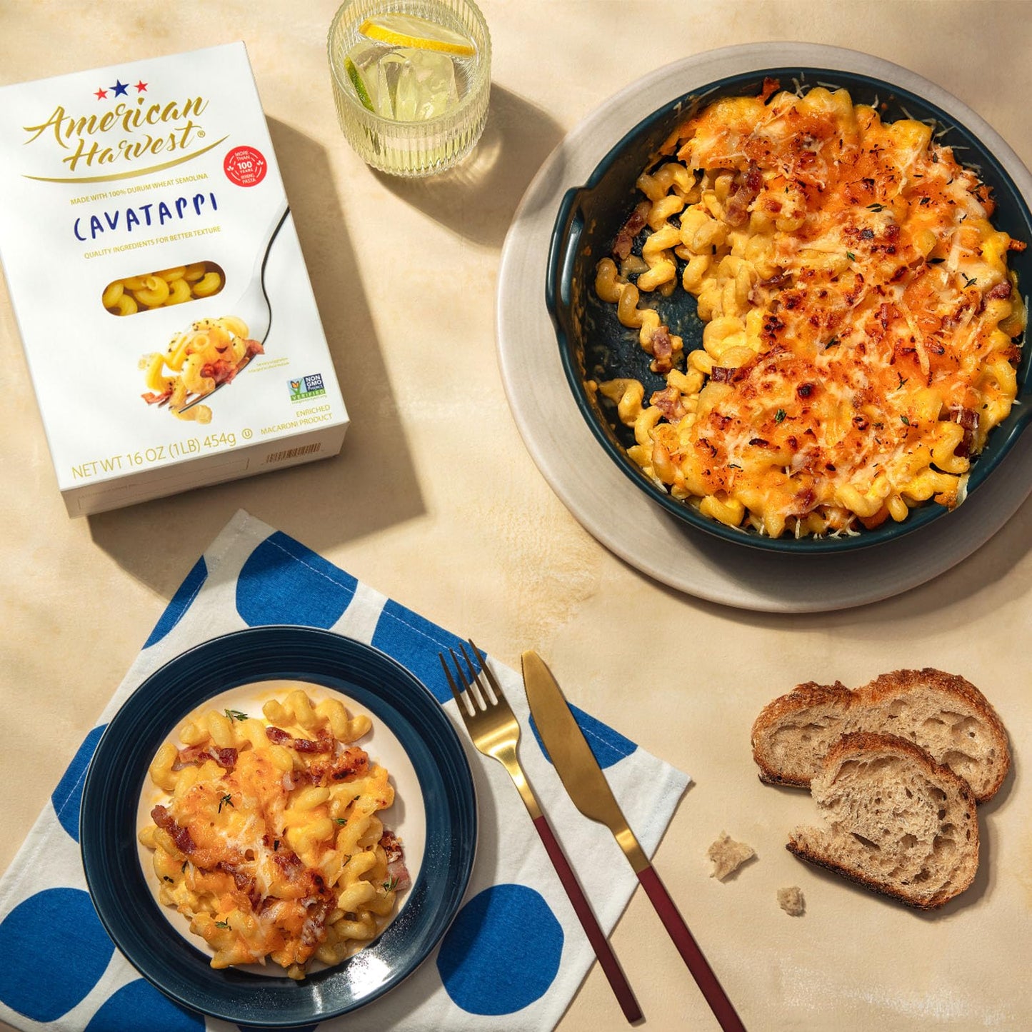 AMERICAN HARVEST, Cavatappi Pasta, Enriched Durum Wheat, 16 oz (12 Pack) | Made in America, Non-GMO, Fast-Cook, Pantry Staple | 100 Years