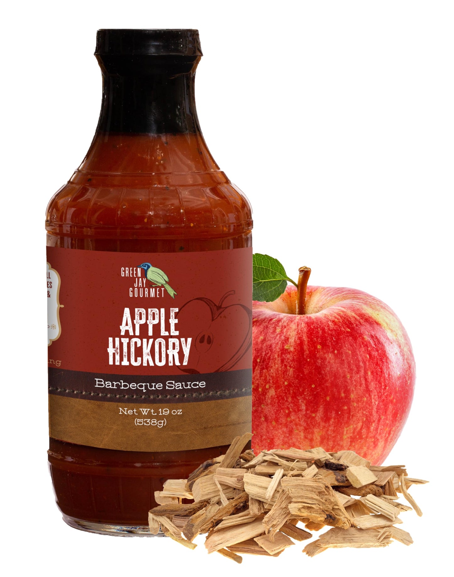 Green Jay Gourmet BBQ Sauce - Apple Hickory - All-Natural Barbecue Sauce with Apples, Gourmet Spices, Tomato Paste & More - Gourmet Barbecue Spread