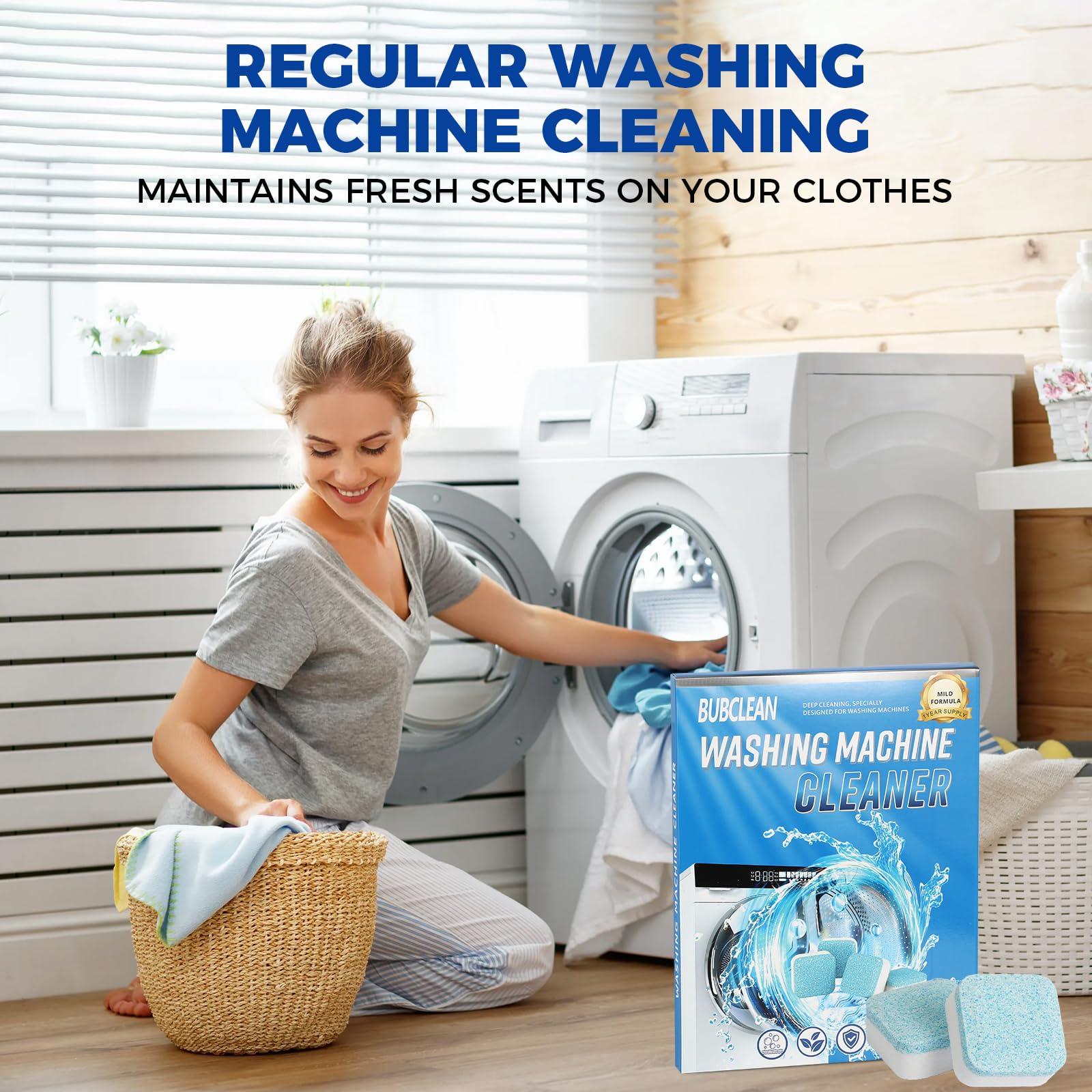 Gihen Washing Machine Cleaning Tablets 24 Count, Powerful Clean Descaler & Odor Remover for All Front & Top Load HE Washers, Septic Safe, 12 Month