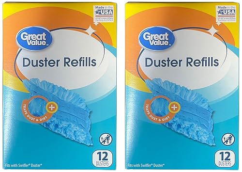 Great Value Duster Refills - 12 Count, 2 Pack, 24 Count Total - Dirt, Dust & Hair Trapping Fibers