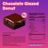 Prime Bites High Protein Brownie (12 Per Box, Chocolate Glazed Donut) - 19g of Protein, 5g of Collagen, Gluten Free, Low Sugar Treat, Delicious