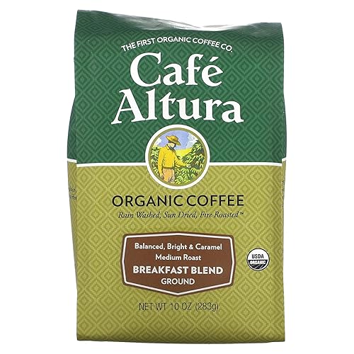 Café Altura, Breakfast Blend, Medium Roast, Organic, Ground Coffee, 10 oz. Bag