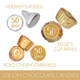 DISTINCTIVS Gold 50th Anniversary Kiss Stickers - 180 Count - 4 Unique Designs - Wedding and Business Anniversary Party Favors