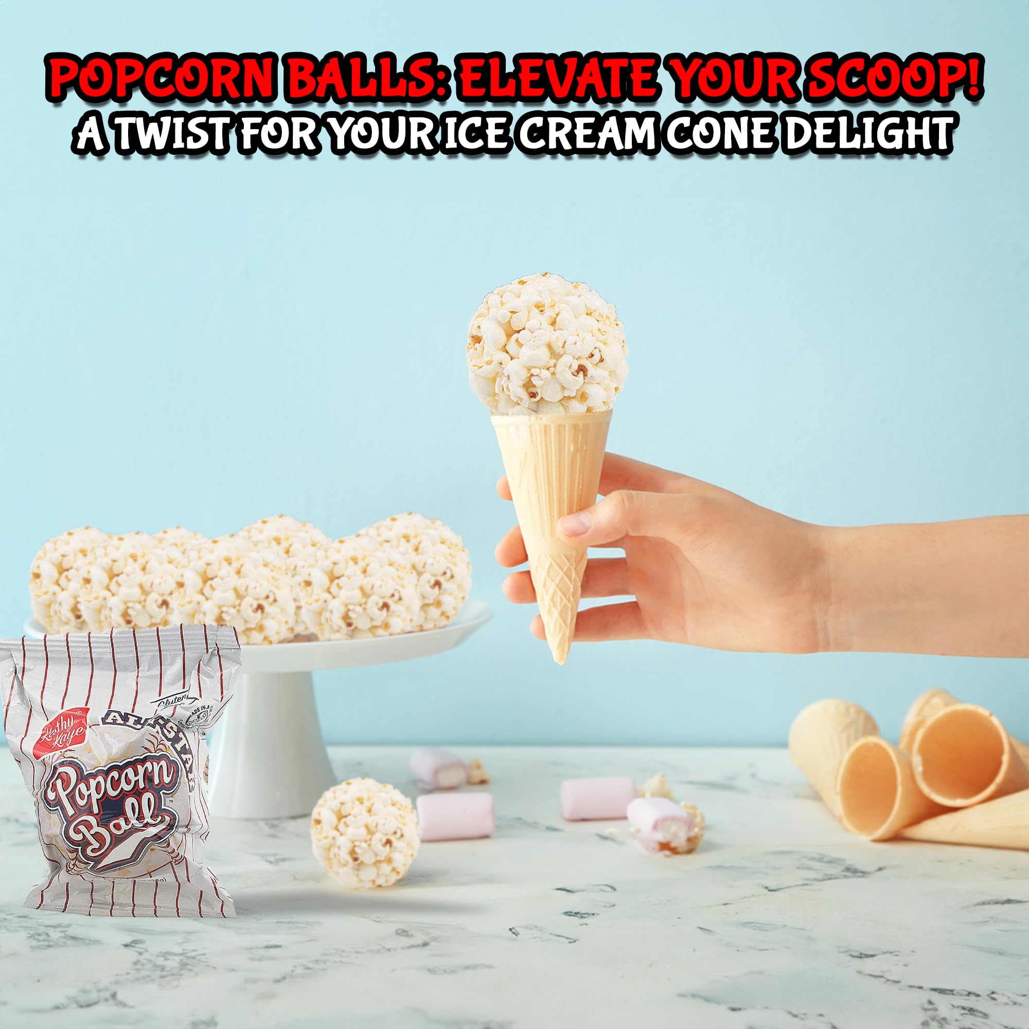 Fun Express Popcorn Balls Individually Wrapped Holiday Snacks - Christmas Popcorn Bulk Pack of 18 | Sweet & Salty Gluten Free Treats for Movie Night