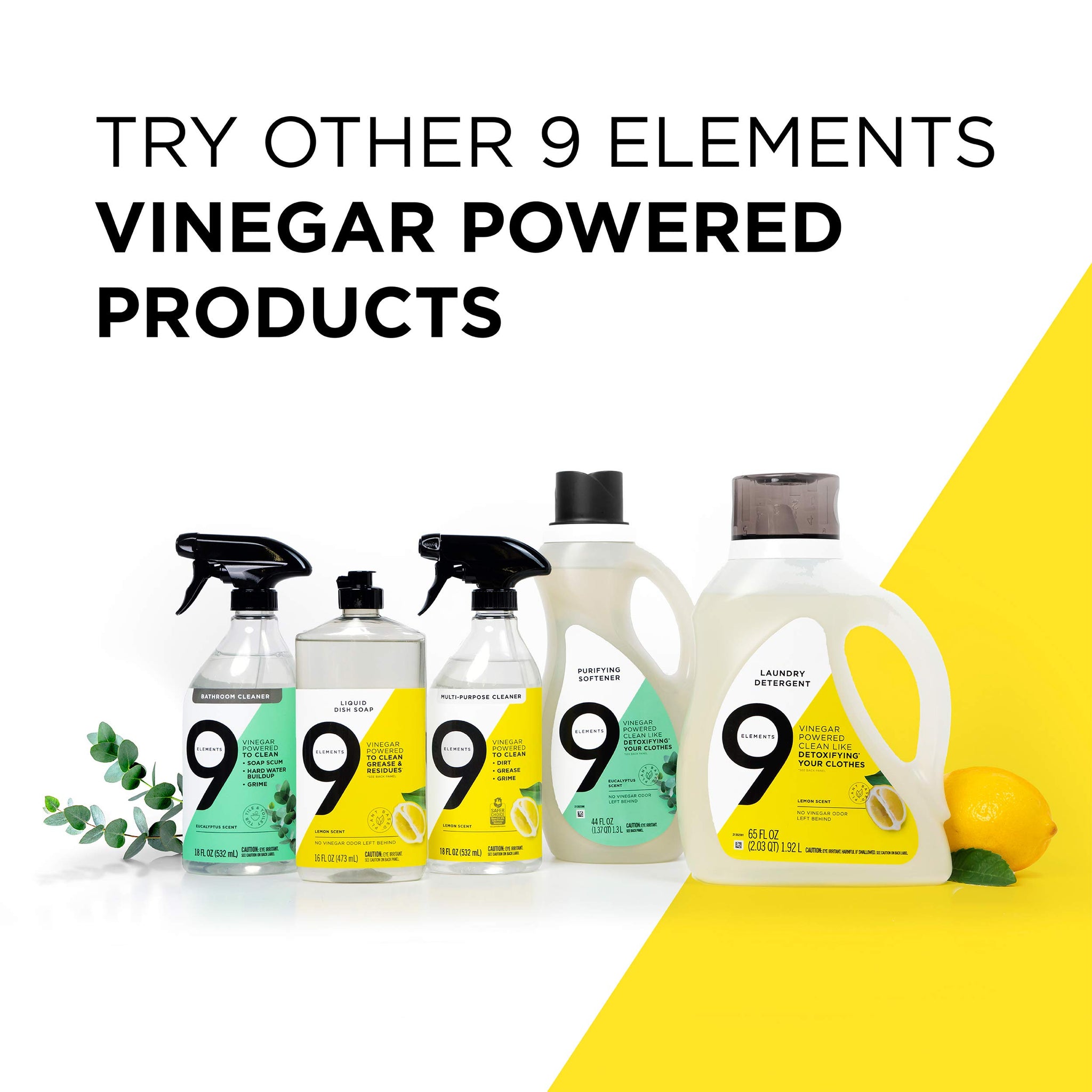 9 Elements Liquid Laundry Detergent, Eucalyptus Scent, 46 Oz, 46 Fl Oz