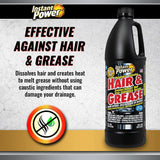 Instant Power Hair and Grease Drain Cleaner - Shower Drain & Sink Cleaner, Liquid Clog Remover, Made in USA, Sink Deodorizer - 1 Liter (Pack of 2)