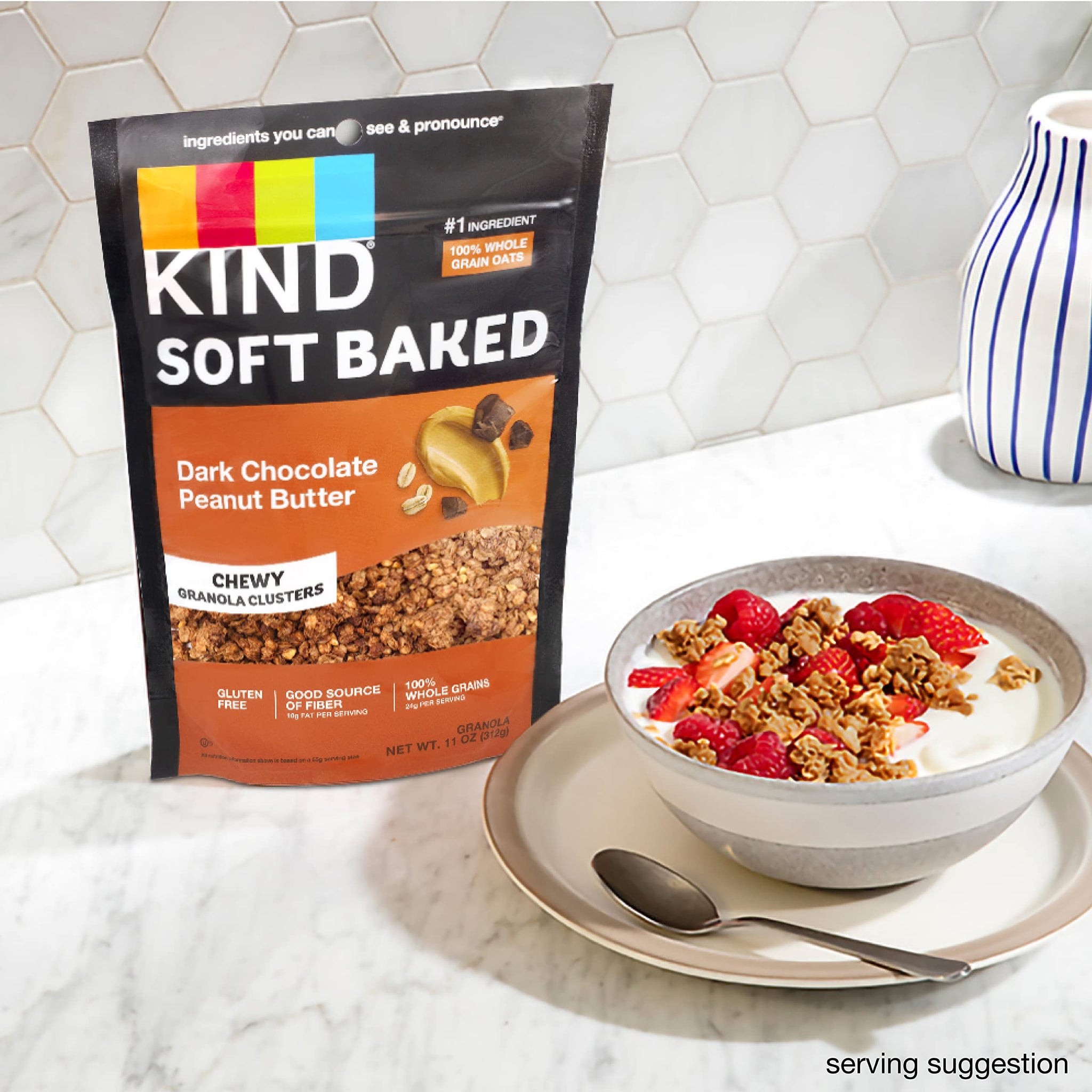 Kind Soft Baked Granola, Dark Chocolate Peanut Butter, Gluten Free, Healthy Snack Mix, 5g Protein, 11oz, 1 Count