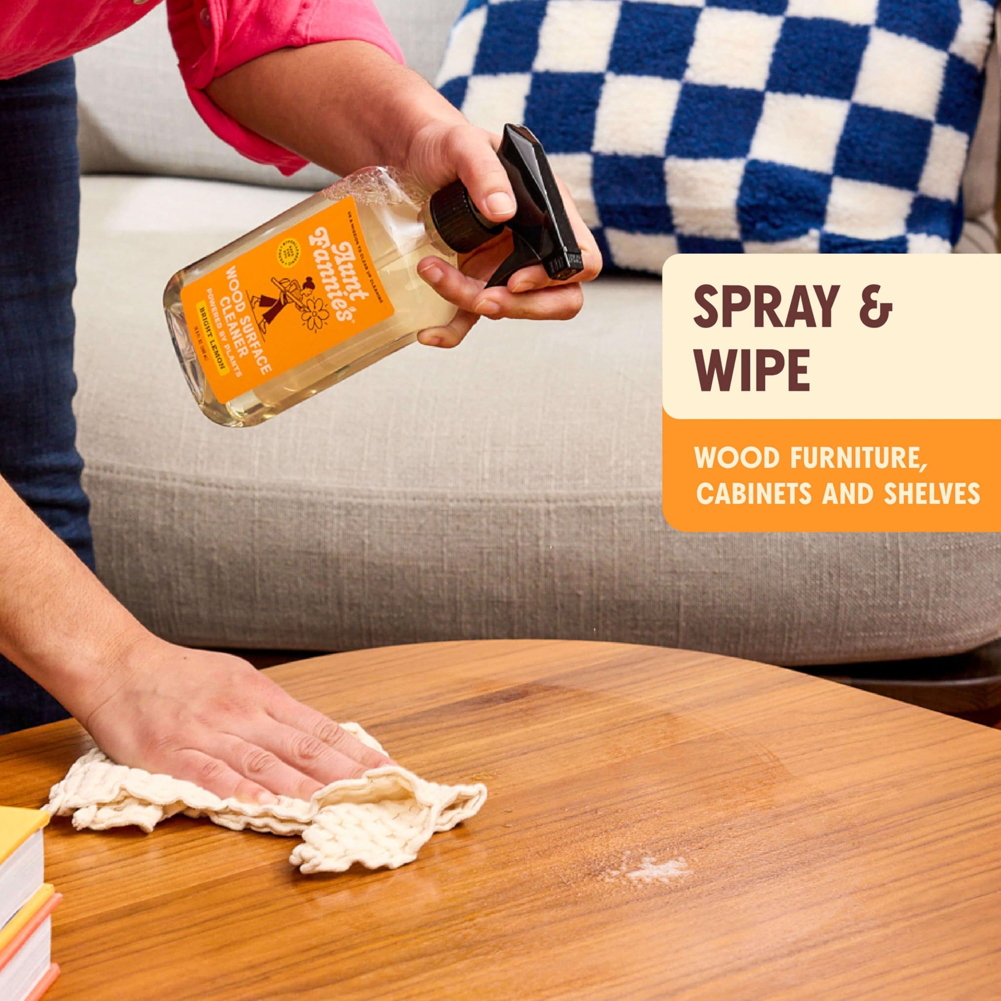 Aunt Fannie's All Purpose Wood Spray Cleaner, No-Wax Formula, Perfect for Wood Tables, Walls, Counters & Shelves, 64 Fl Ounces, Lemon Scent (Refill)