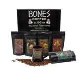 Bones Coffee Company NEW World Tour Sample Pack Box Set with Specialty Coffee Mug, 5 Assorted Single-Origin Low Acid Medium Roast Arabica Beans