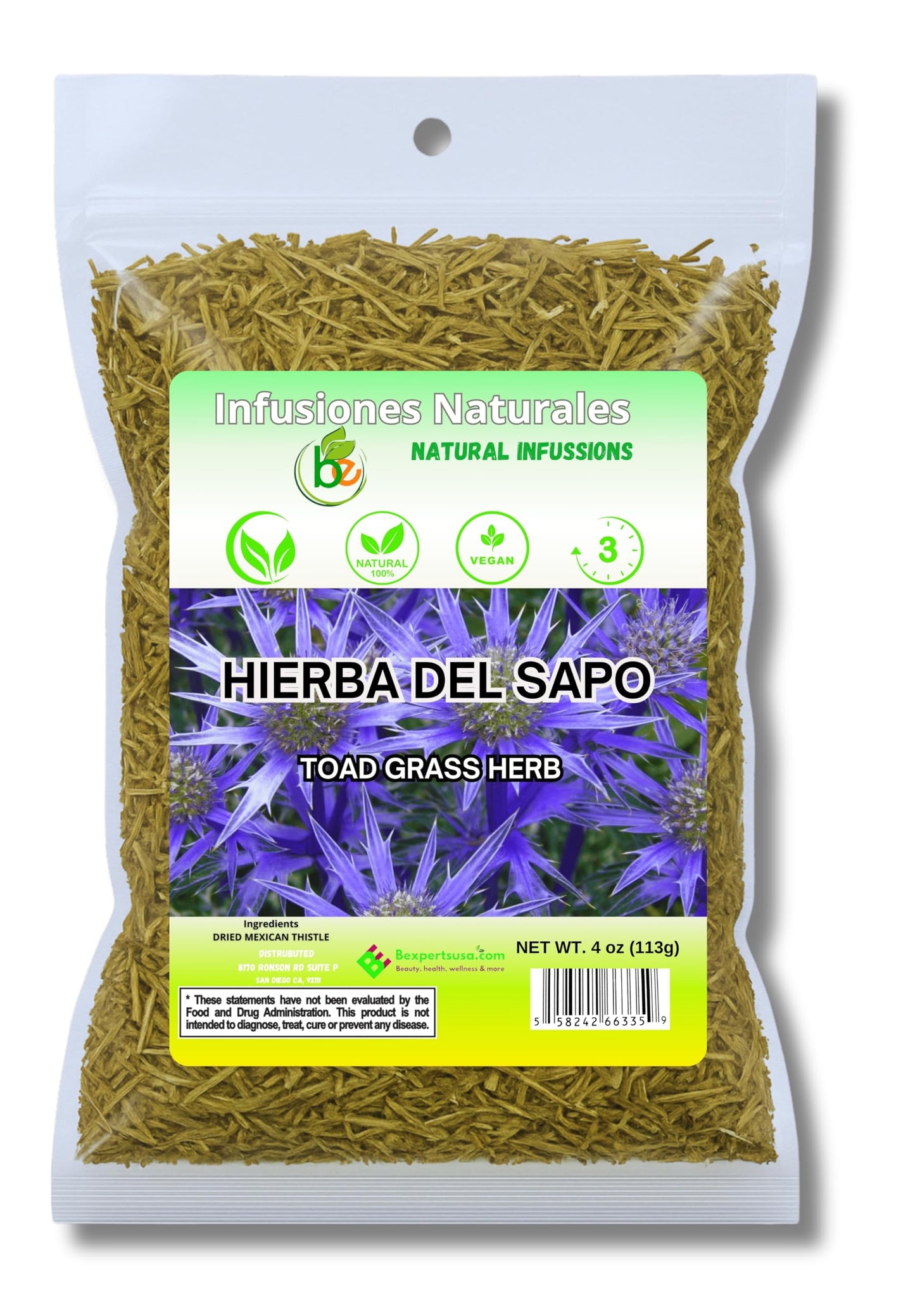 Natural De Mexico Hierba del Sapo Toad Grass Ayuda a tratar colesterol y trigliceridos 4onzas-113g