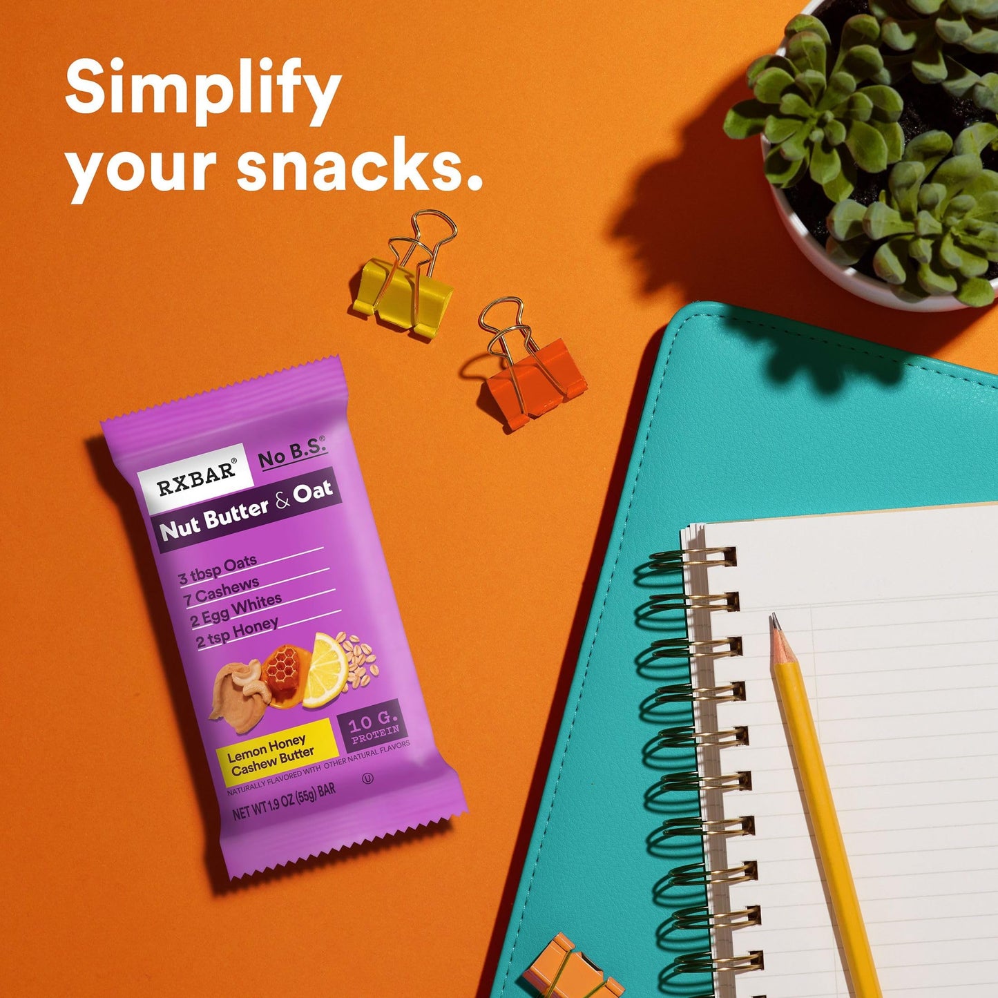 RXBAR Nut Butter and Oat Protein Bars, Protein Snacks, Snack Bars, Lemon Honey Cashew Butter, 9.7oz Box (5 Count)