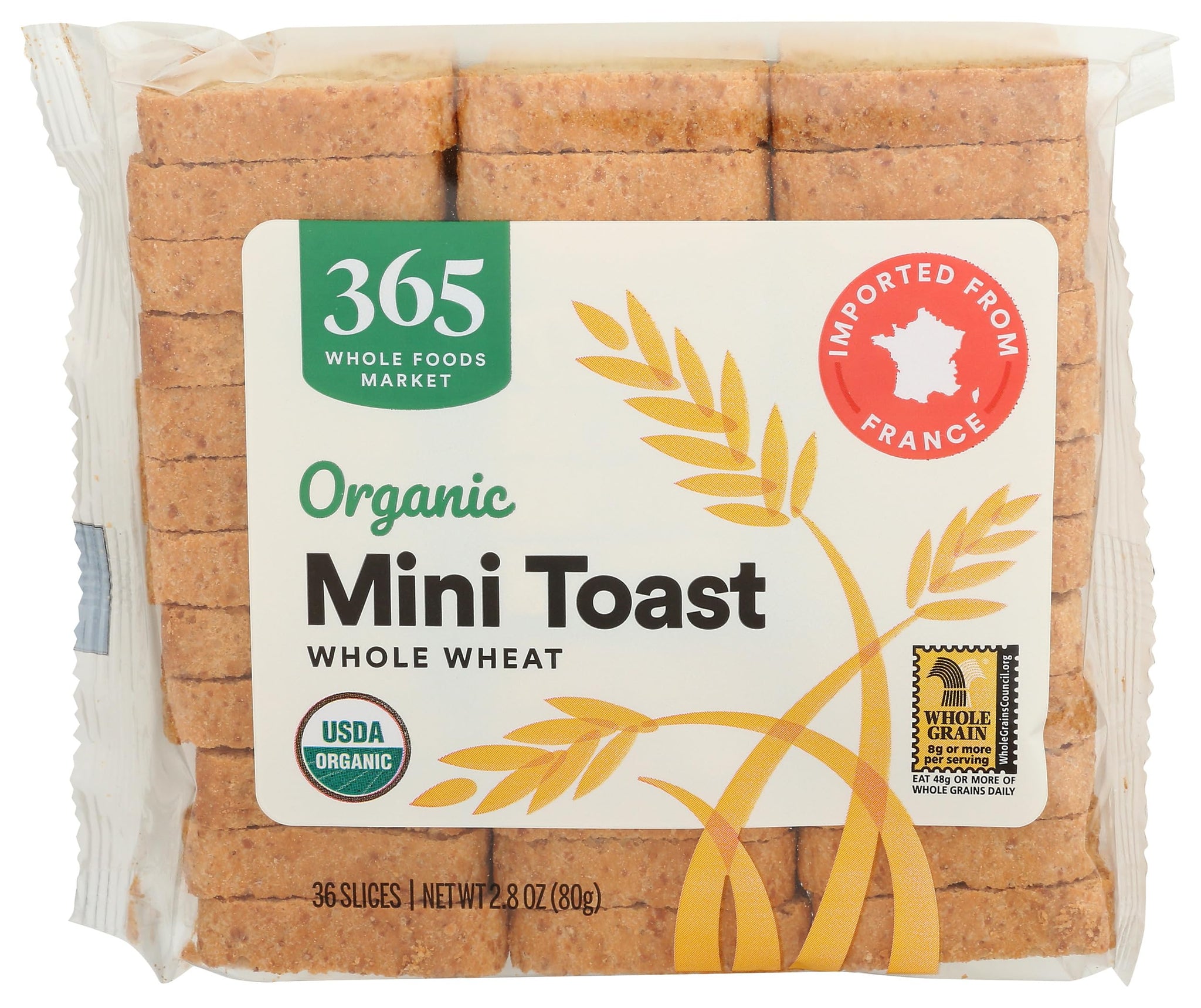 365 by Whole Foods Market, Organic Whole Wheat Mini Toast, Vegan, 2.8 Ounce