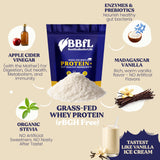 BBfL Grass-Fed Whey Protein Shake - 21g rBGH-Free Protein, Vanilla Bean + Apple Cider Vinegar, Prebiotics, Digestive Enzymes, Supports Gut Health