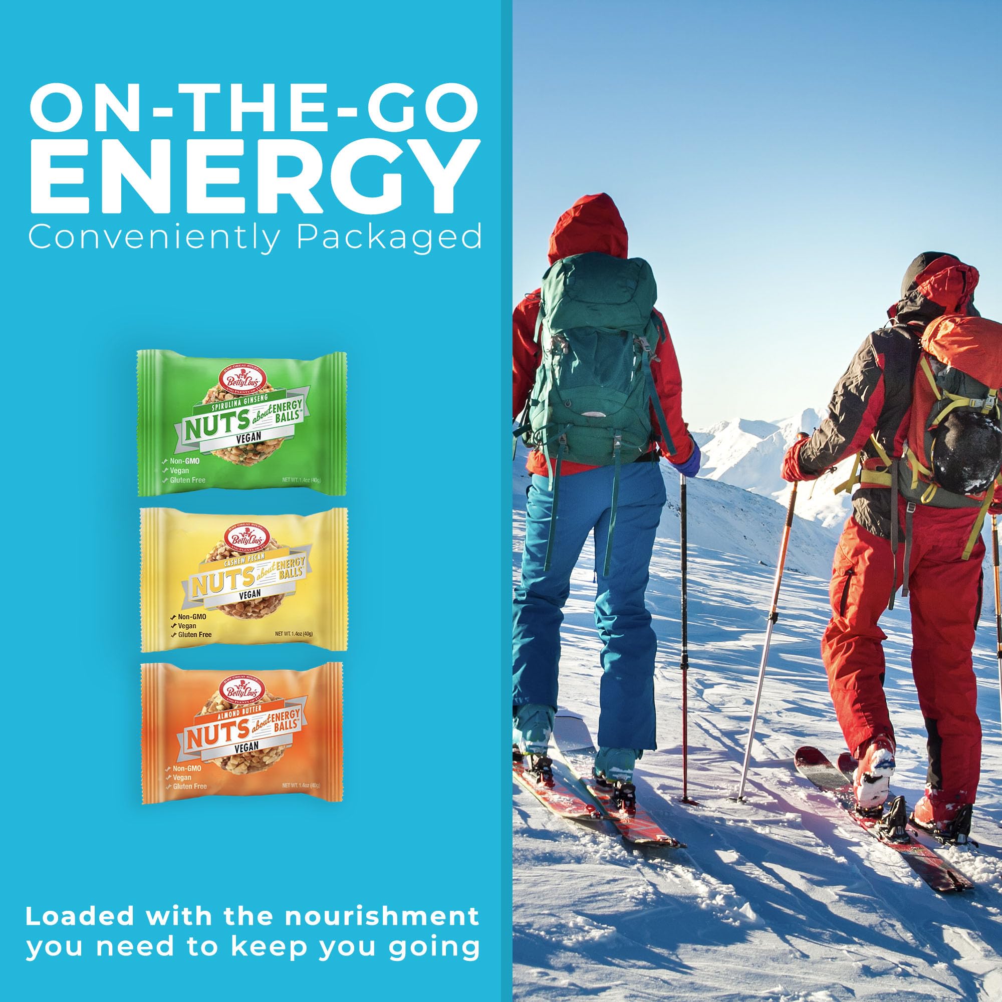 Betty Lou's Variety Pack Vegan Energy Balls, Delicious Gluten Free Protein Balls, Non GMO, High Fiber, No Refined Sugar, Healthy Vegan Snacks