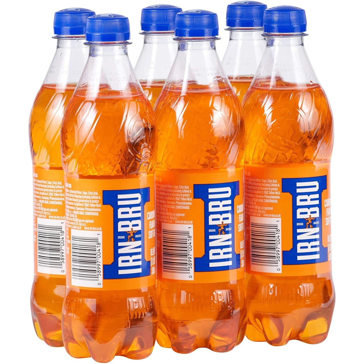 IRN-BRU Original Scottish Sparkling Soda, Citrus Flavored Carbonated Drink - Sparkling Flavored Soft Drink, 32 Flavor Recipe, 16.9 fl oz Bottles, Pack