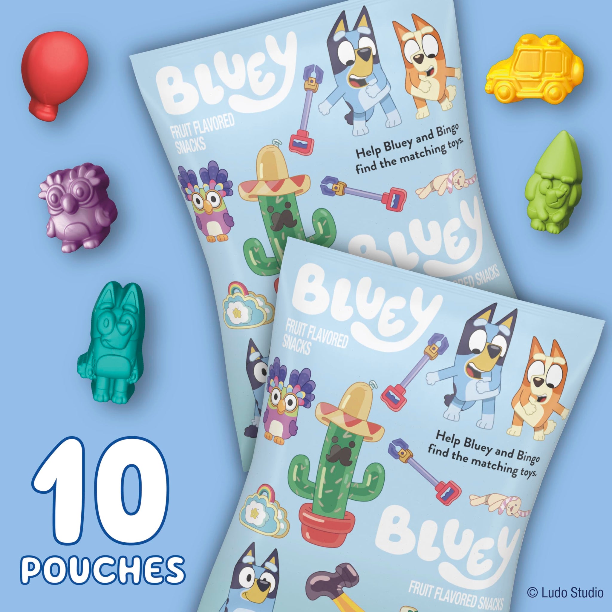 Bluey Fruit Flavored Snacks, Fat Free and Gluten Free Snacks, 8 oz (10 Pouches)