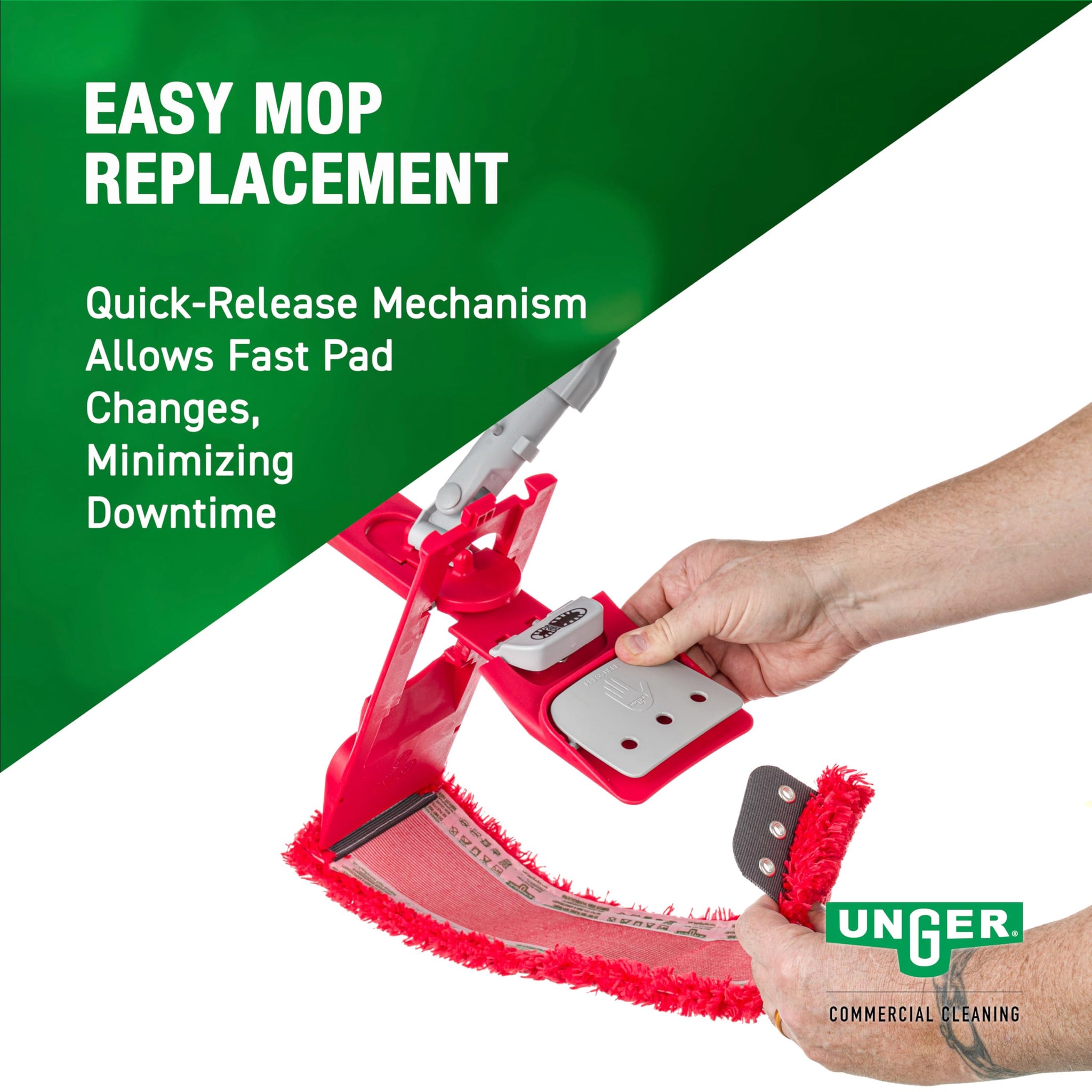 Unger Commercial Restroom Complete Mop Pack with Microfiber Flat Pad and EZ Holder for Hygienic Cleaning, SmartColor System - SMCMR