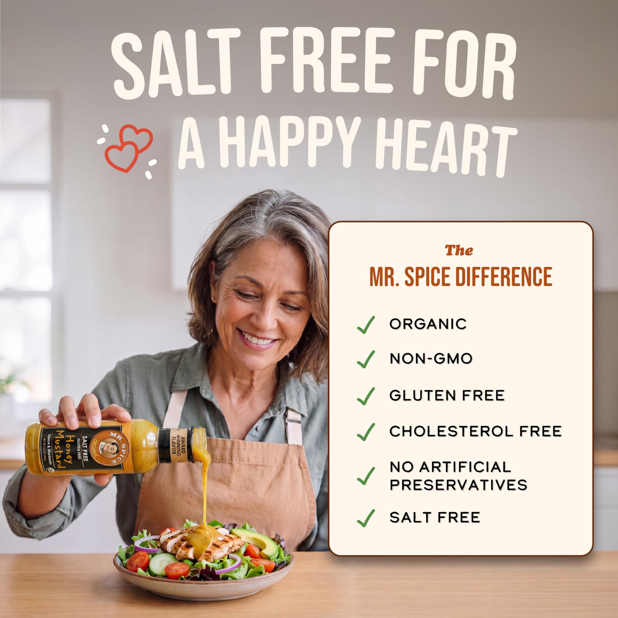 Mr. Spice Organic Honey Mustard Sauce, Salt Free Honey Mustard Dipping Sauce (0 mg/serv), Gluten Free, Low Sodium Sauces for Marinade and Dressing, No
