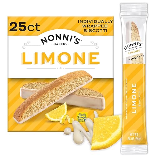 Nonni's Limone Biscotti Italian Cookies Tub - Individually Wrapped - Italian Biscotti - Lemon Cookies Perfect for Tea - Kosher - 1 lb 5.5oz (610g)
