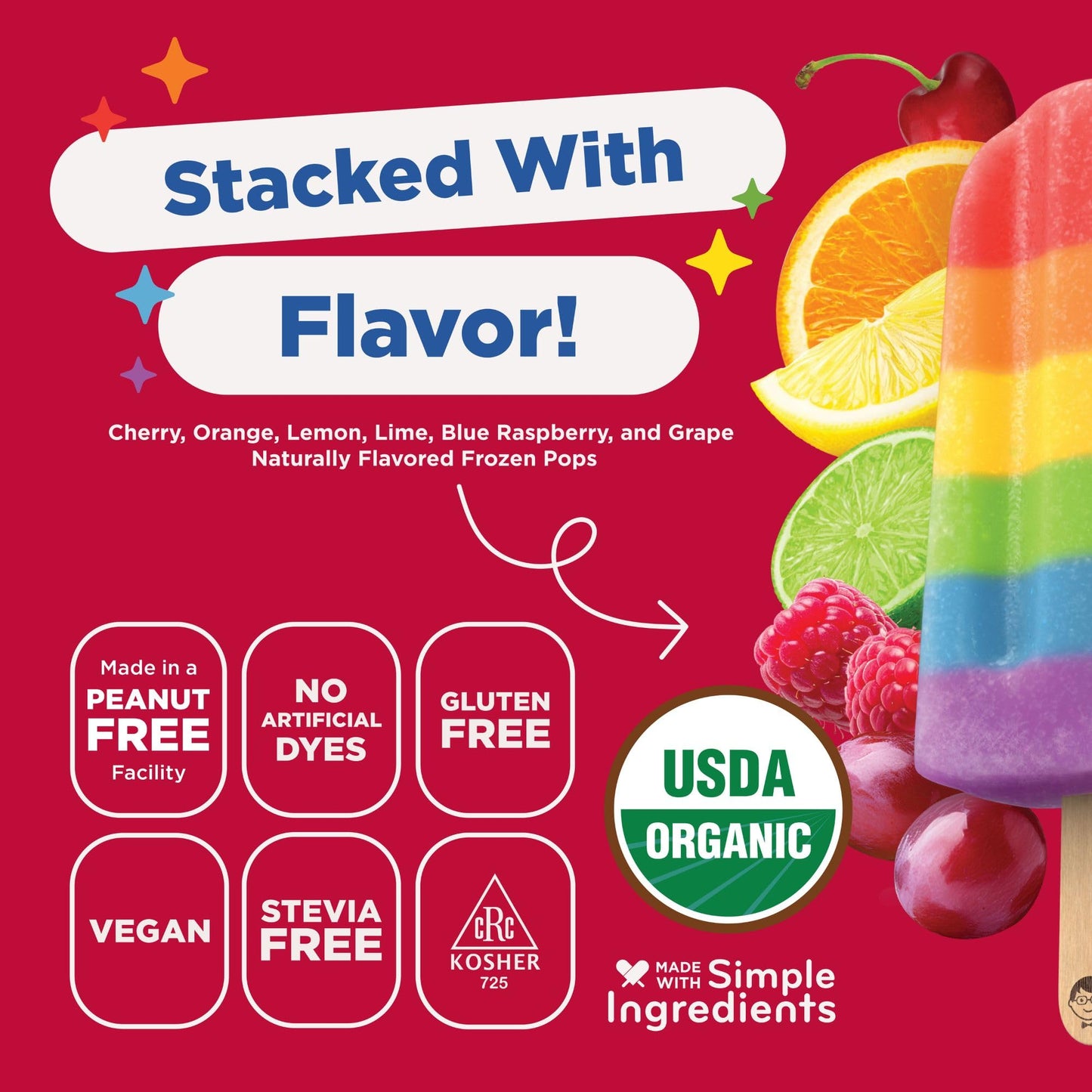 JonnyPops® Organic Rainbow Fruit Stacks Frozen Pops 8ct