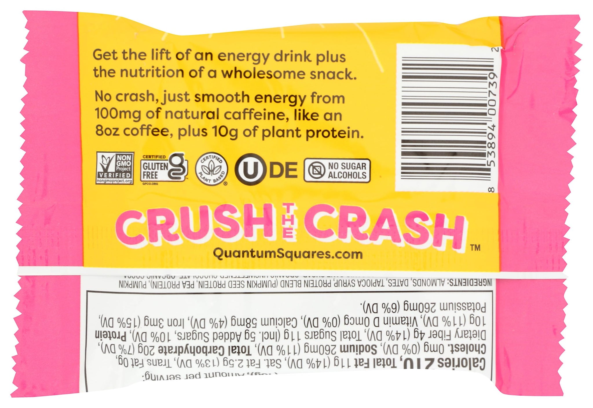 QUANTUM Dark Chocolate Pink Himalayan Salt Coffee Infused Squares, 1.69 OZ