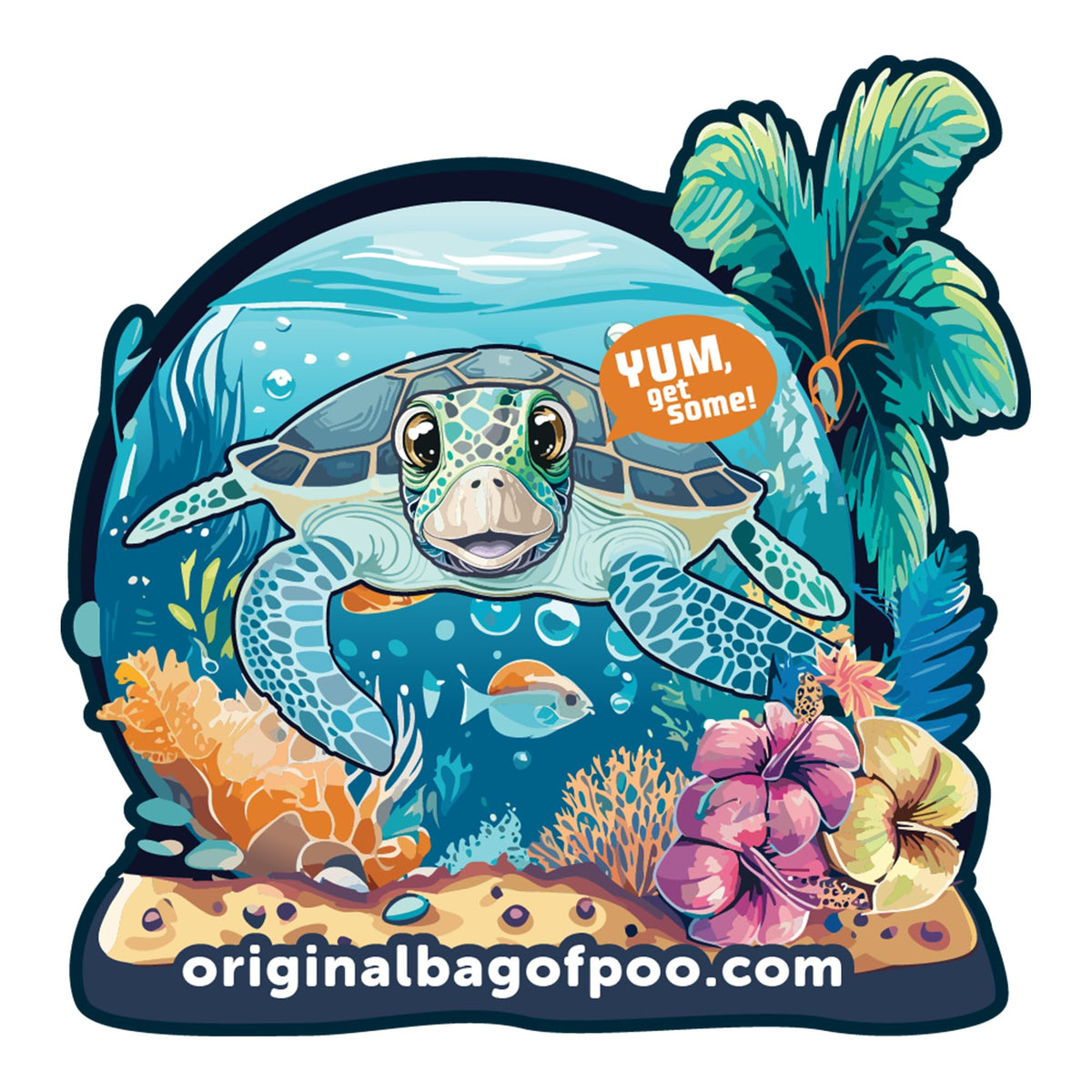 The Original Bag of Poo®, Sea Turtle Poo (Green Apple Flavor Cotton Candy) Novelty Poop Gag Gift. Free sticker inside.