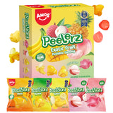 AMOS Peelerz Exotic Fruit Peelable Gummy Candy, 5 Tropical Flavors Mango Peach Banana Pineapple Lychee, Soft Chewy Filled Gummies, Individually