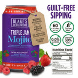 Blake’s Zero Proof Triple Jam Mojito Sparkling Mocktail - Non Alcoholic Carbonated Juice Beverage, Gluten Free, Berry Mint Inspired Flavor, Lightly