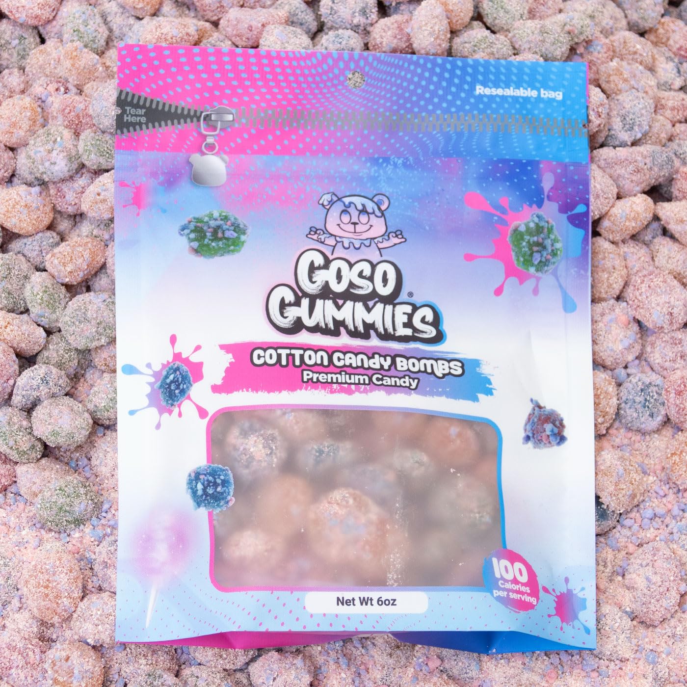 Goso Gummies Cotton Candy Gusher Bombs - 6oz Bag - Sweet Cotton Candy Juice-Filled Candy - Viral Premium Candy