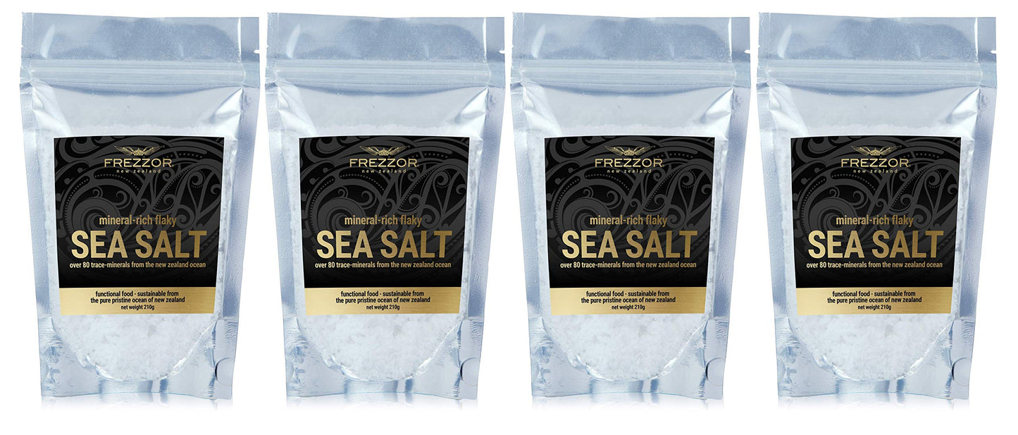FREZZOR Flaky Sea Salt, 8.8 ounces of Premium Gourmet Sea Salt Flakes from New Zealand, 80 Minerals & Trace Elements, 100% All-Natural, Solar & Wind