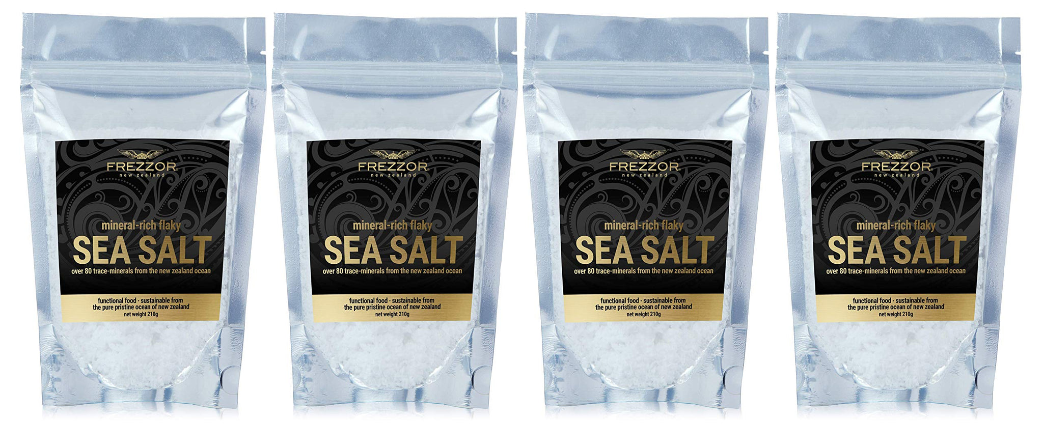 FREZZOR Flaky Sea Salt, 8.8 ounces of Premium Gourmet Sea Salt Flakes from New Zealand, 80 Minerals & Trace Elements, 100% All-Natural, Solar & Wind