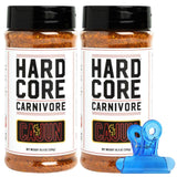 Hardcore Carnivore Cajun Bar-B-Q Rub Seasoning - 2x 10.5 oz Shaker Bottles - Rib Rub and Brisket Rub - Burger Seasoning and Steak Rub - Bbq Rub