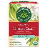 Traditional Medicinals Organic, Throat Coat Tea, Eucalyptus & Slippery Elm - Supports Respiratory and Throat Health - Kosher, Non-GMO, Caffeine-Free