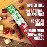 Italian Beef & Cheese Sticks, 12g Protein Per Beef Stick, Tender & Juicy Meat Stick with Real Pepper Jack Cheese, USA Made High Protein Meat Sticks