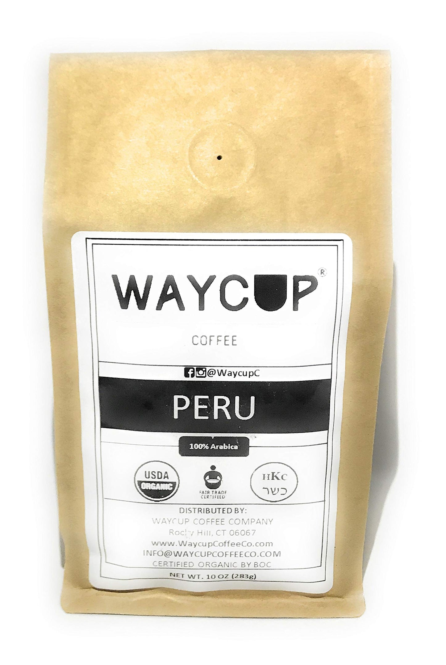 Waycup Organic Peru + Nicaragua (Fairtrade) Kosher Coffee, Ground, (OFT Pack, 2 x 10oz bag)