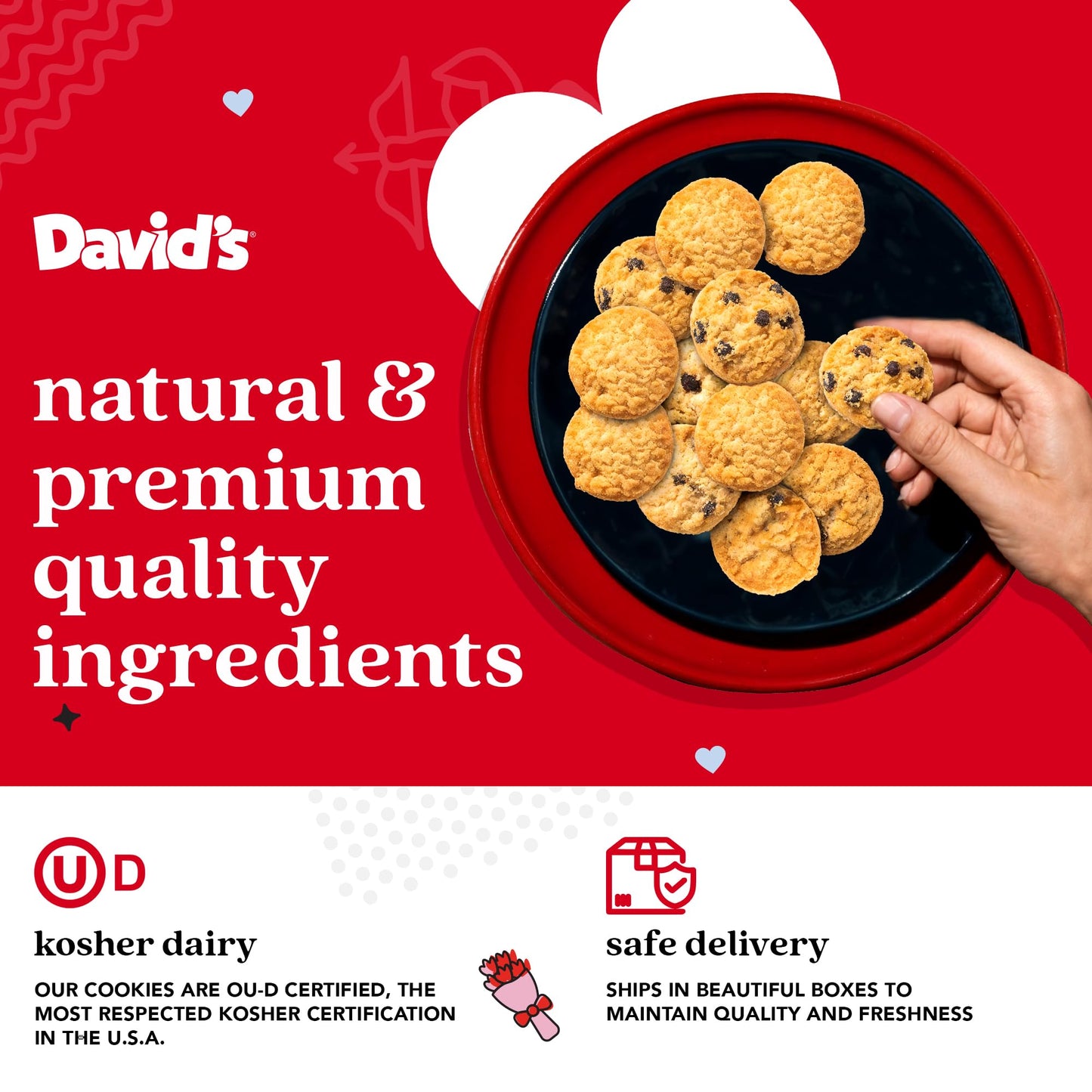 David’s Cookies Shortbread Cookies in Sweet Sampler Tin - Original and Chocolate Chip Shortbread Cookies in a Love-Themed Gift Tin - Gourmet Food Gift